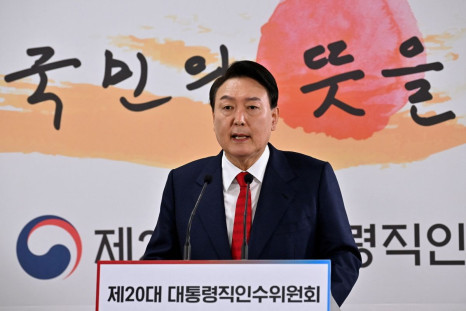 South Korea's president-elect Yoon Suk-yeol at a news conference in Seoul. 