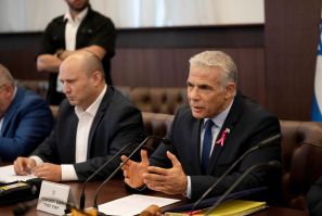 Israeli Prime Minister Yair Lapid chairs the weekly cabinet meeting in Jerusalem