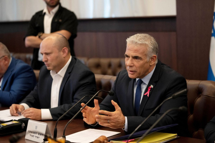 Israeli Prime Minister Yair Lapid chairs the weekly cabinet meeting in Jerusalem