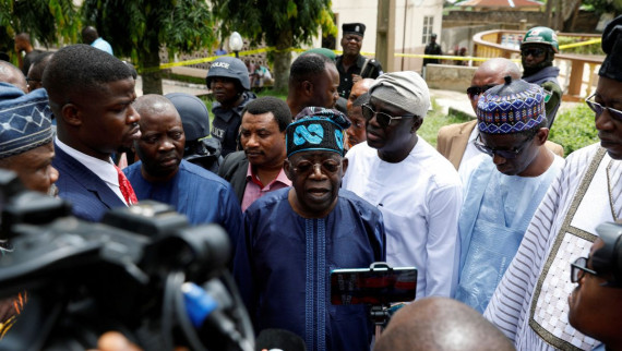 All Progressives Congress National Leader and Presidential aspirant Bola Tinubu visits to St. Francis Catholic Church, following an attack by gunmen on worshippers during a Sunday mass service, in Owo